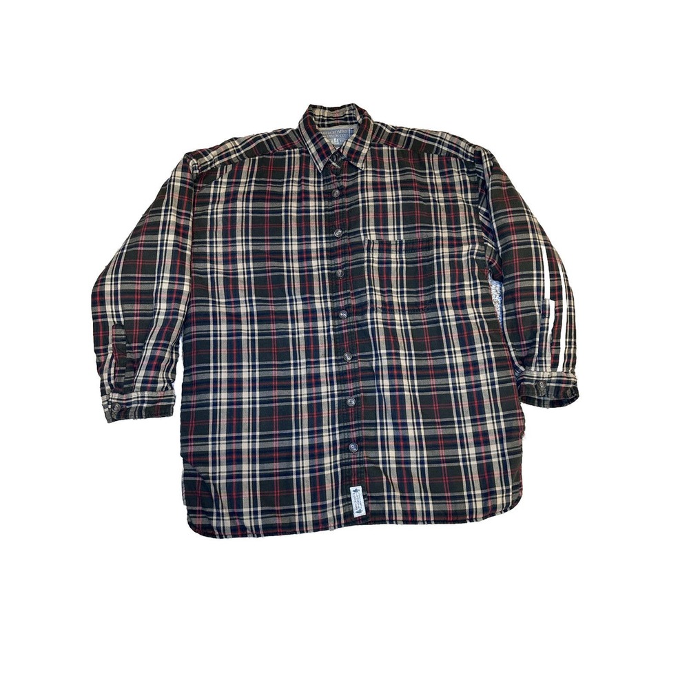 Abercrombie & Fitch Men’s Flannel Plaid Jacket Quilted Lined Button Down Size M